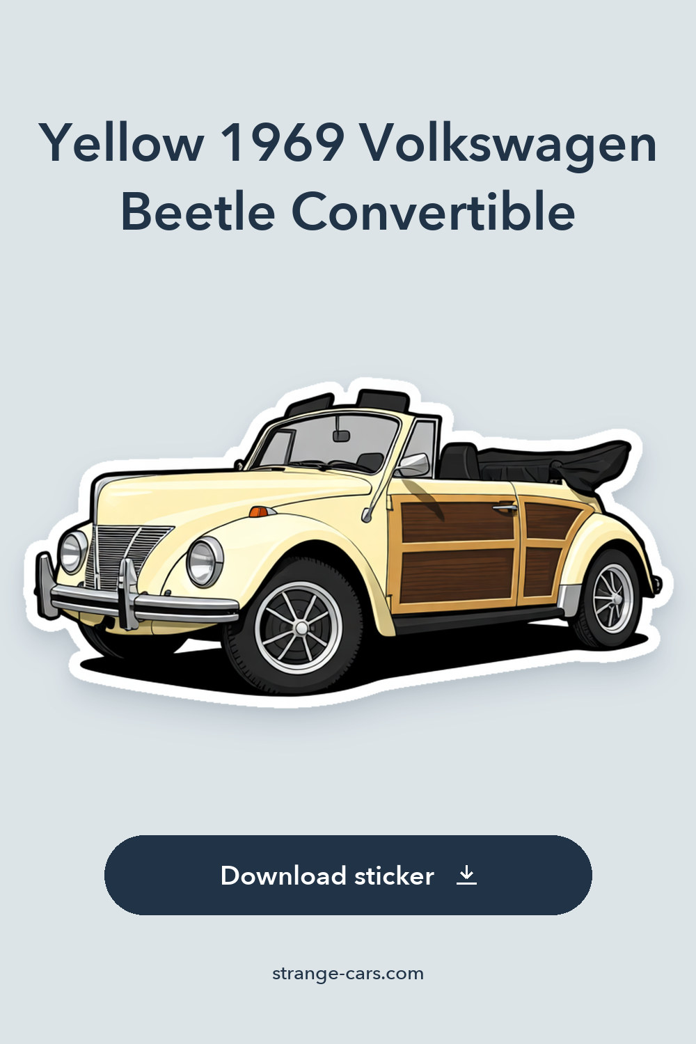 Yellow 1969 Volkswagen Beetle Convertible 1600 CC 4-Speed Manual sticker preview